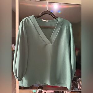 Lush green V-Neck Blouse